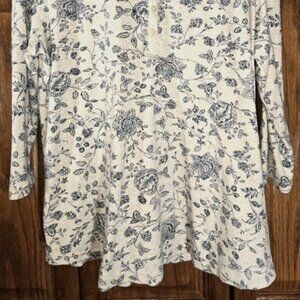 Sleeve Henley Top Cream Black⚡️